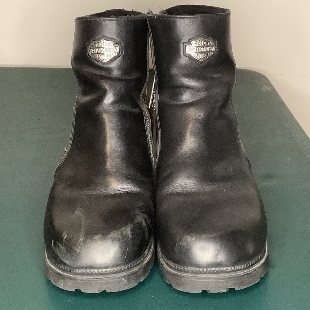 Harley Davidson Leather Flame Booties 84212 Size 9.5 Women's Black Red Fire Zip